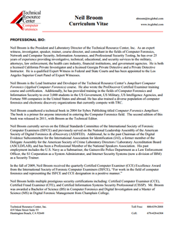 CV for Neil Broom Expert Witness in Computer Forensics Investigations in Gilbert